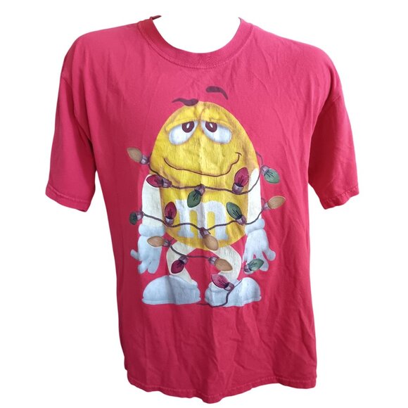 Medium T-shirt M&Ms Red Christmas & Lights Graphic 100% Cotton Candy - Picture 2 of 6